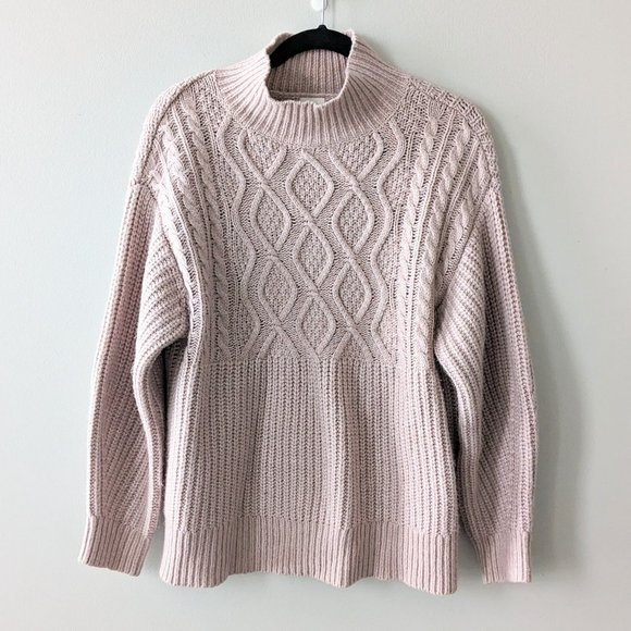 a new day Sweaters - a new day Blush Pink Mockneck Mixed Knit Sweater